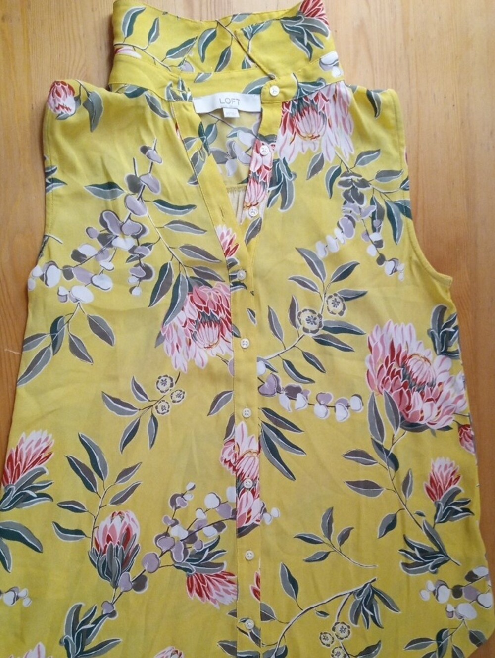 LOFT Yellow Floral Tie-Front Sleeveless Camisole - Picture 4 of 7